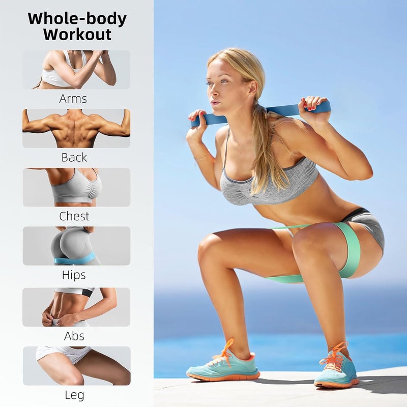 RenoJ Resistance Bands for Working Out, 5-Pack Elastic Loop Exercise Bands for Strength Training Stretching, Home Gym Equipment for Pilates Yoga Physical Therapy, Leg Glute Arm Workout Kit for Women Men - Image 2